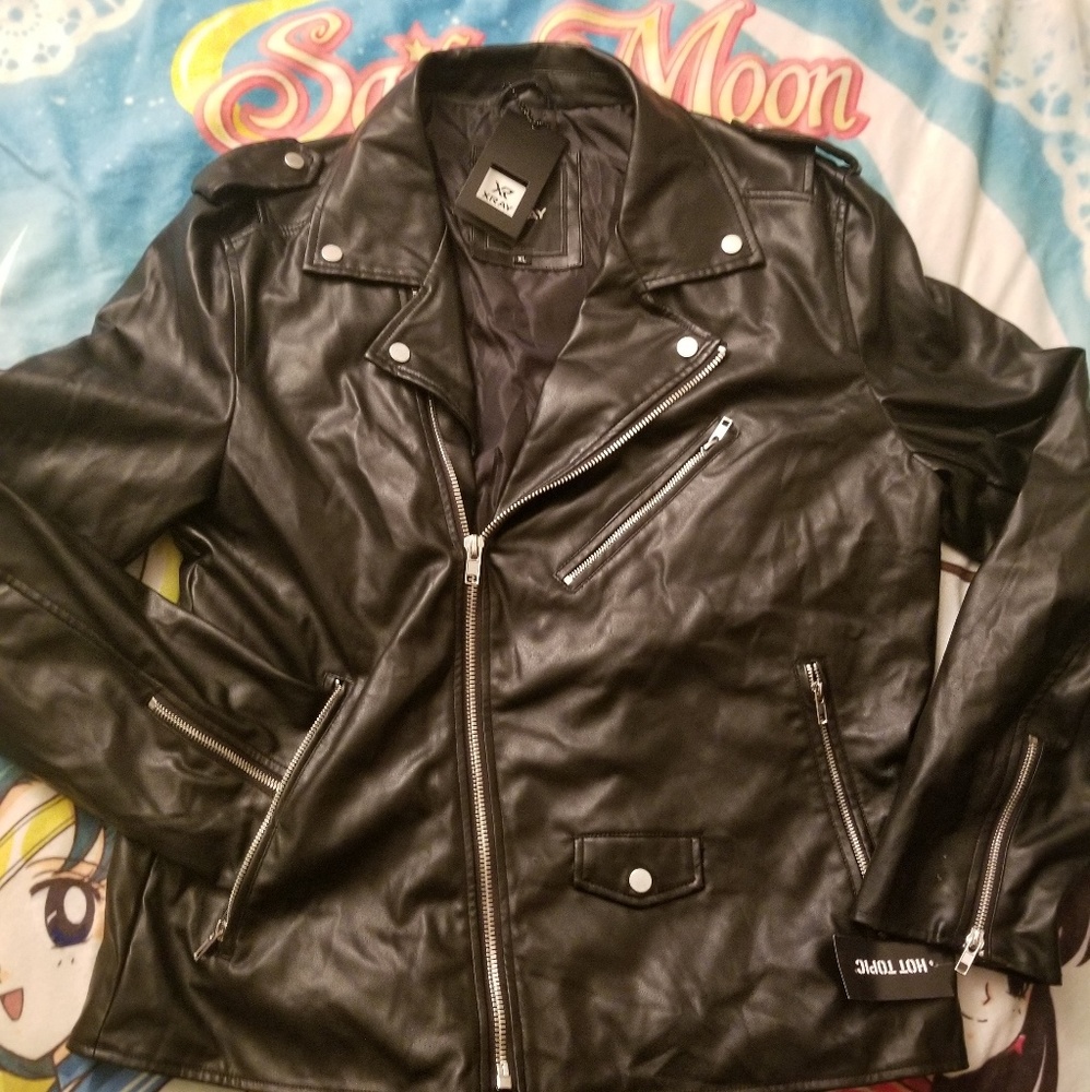 Pleather Moto Jacket, NWT